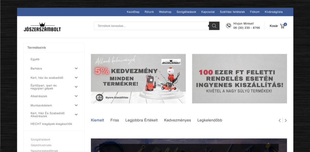 Jószerszámbolt WooCommerce webshop készítés – Athalie Consulting